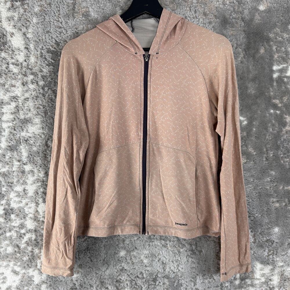 Patagonia Size S Abstract Polka Dot Hoodie Full Zip Sweater Pink Outdoor